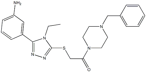 3-(5-{[2-(4-benzyl-1-piperazinyl)-2-oxoethyl]sulfanyl}-4-ethyl-4H-1,2,4-triazol-3-yl)phenylamine Struktur