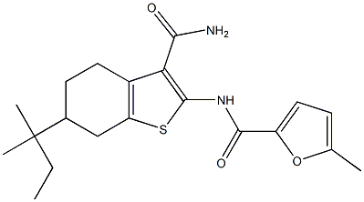 N-[3-(aminocarbonyl)-6-tert-pentyl-4,5,6,7-tetrahydro-1-benzothien-2-yl]-5-methyl-2-furamide Structure
