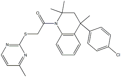 4-(4-chlorophenyl)-2,2,4-trimethyl-1-{[(4-methyl-2-pyrimidinyl)sulfanyl]acetyl}-1,2,3,4-tetrahydroquinoline 结构式