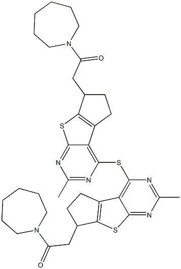 2-(1-azepanyl)-2-oxoethyl2-methyl-6,7-dihydro-5H-cyclopenta[4,5]thieno[2,3-d]pyrimidin-4-ylsulfide,,结构式