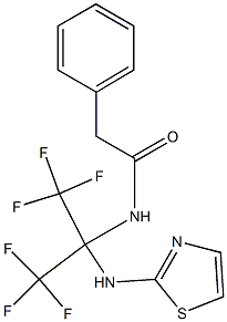 2-phenyl-N-[2,2,2-trifluoro-1-(1,3-thiazol-2-ylamino)-1-(trifluoromethyl)ethyl]acetamide Struktur