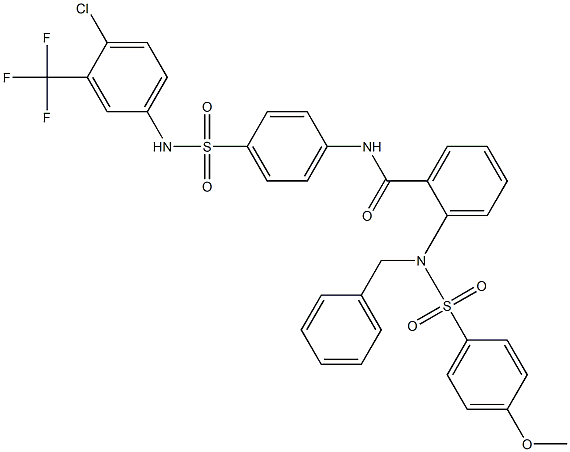 2-{benzyl[(4-methoxyphenyl)sulfonyl]amino}-N-(4-{[4-chloro-3-(trifluoromethyl)anilino]sulfonyl}phenyl)benzamide 结构式