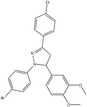 1-(4-bromophenyl)-3-(4-chlorophenyl)-5-(3,4-dimethoxyphenyl)-4,5-dihydro-1H-pyrazole Struktur