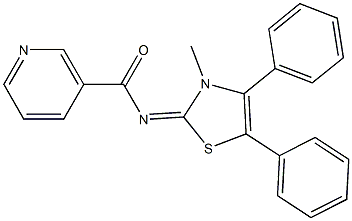 N-(3-methyl-4,5-diphenyl-1,3-thiazol-2(3H)-ylidene)nicotinamide Struktur