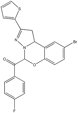 (9-bromo-2-thien-2-yl-1,10b-dihydropyrazolo[1,5-c][1,3]benzoxazin-5-yl)(4-fluorophenyl)methanone Struktur