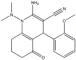 2-amino-1-(dimethylamino)-4-(2-methoxyphenyl)-5-oxo-1,4,5,6,7,8-hexahydro-3-quinolinecarbonitrile 结构式