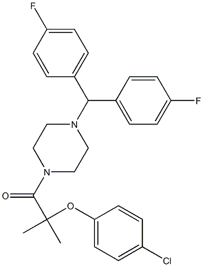 2-{4-[bis(4-fluorophenyl)methyl]-1-piperazinyl}-1,1-dimethyl-2-oxoethyl 4-chlorophenyl ether,,结构式