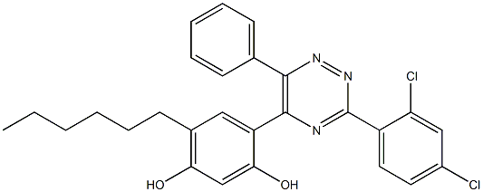4-[3-(2,4-dichlorophenyl)-6-phenyl-1,2,4-triazin-5-yl]-6-hexyl-1,3-benzenediol Structure
