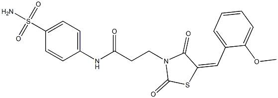 N-[4-(aminosulfonyl)phenyl]-3-[5-(2-methoxybenzylidene)-2,4-dioxo-1,3-thiazolidin-3-yl]propanamide Struktur