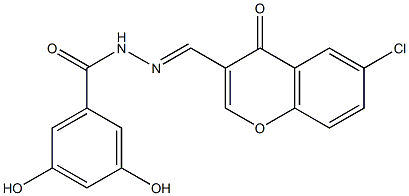 N'-[(6-chloro-4-oxo-4H-chromen-3-yl)methylene]-3,5-dihydroxybenzohydrazide Structure