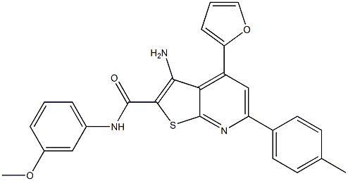 3-amino-4-(2-furyl)-N-(3-methoxyphenyl)-6-(4-methylphenyl)thieno[2,3-b]pyridine-2-carboxamide Structure