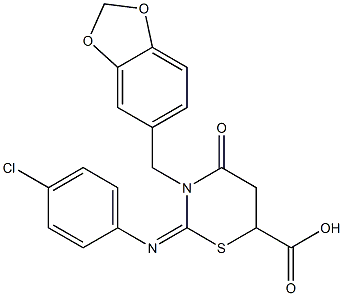 3-(1,3-benzodioxol-5-ylmethyl)-2-[(4-chlorophenyl)imino]-4-oxo-1,3-thiazinane-6-carboxylic acid