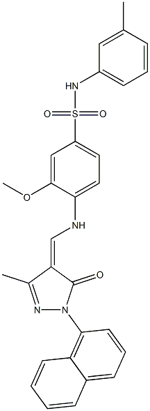 3-methoxy-4-({[3-methyl-1-(1-naphthyl)-5-oxo-1,5-dihydro-4H-pyrazol-4-ylidene]methyl}amino)-N-(3-methylphenyl)benzenesulfonamide Structure