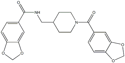 N-{[1-(1,3-benzodioxol-5-ylcarbonyl)-4-piperidinyl]methyl}-1,3-benzodioxole-5-carboxamide 化学構造式