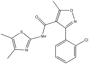 3-(2-chlorophenyl)-N-(4,5-dimethyl-1,3-thiazol-2-yl)-5-methyl-4-isoxazolecarboxamide 结构式