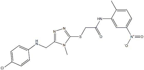 2-[(5-{[(4-chlorophenyl)amino]methyl}-4-methyl-4H-1,2,4-triazol-3-yl)sulfanyl]-N-{5-nitro-2-methylphenyl}acetamide,,结构式