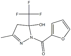 1-(2-furoyl)-3-methyl-5-(trifluoromethyl)-4,5-dihydro-1H-pyrazol-5-ol 结构式
