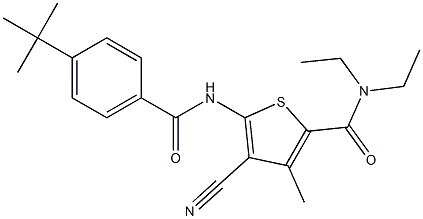 5-[(4-tert-butylbenzoyl)amino]-4-cyano-N,N-diethyl-3-methyl-2-thiophenecarboxamide Structure