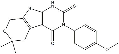 3-(4-methoxyphenyl)-6,6-dimethyl-2-thioxo-1,2,3,5,6,8-hexahydro-4H-pyrano[4',3':4,5]thieno[2,3-d]pyrimidin-4-one Structure