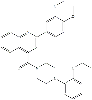 2-(3,4-dimethoxyphenyl)-4-{[4-(2-ethoxyphenyl)-1-piperazinyl]carbonyl}quinoline Struktur