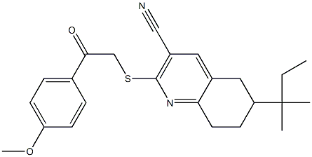 2-{[2-(4-methoxyphenyl)-2-oxoethyl]sulfanyl}-6-tert-pentyl-5,6,7,8-tetrahydro-3-quinolinecarbonitrile 结构式