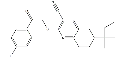 2-{[2-(4-methoxyphenyl)-2-oxoethyl]sulfanyl}-6-tert-pentyl-5,6,7,8-tetrahydro-3-quinolinecarbonitrile 化学構造式