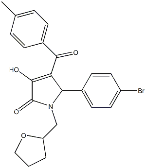 5-(4-bromophenyl)-3-hydroxy-4-(4-methylbenzoyl)-1-(tetrahydrofuran-2-ylmethyl)-1,5-dihydro-2H-pyrrol-2-one 化学構造式