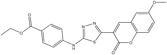 ethyl 4-{[5-(6-methoxy-2-oxo-2H-chromen-3-yl)-1,3,4-thiadiazol-2-yl]amino}benzoate Struktur