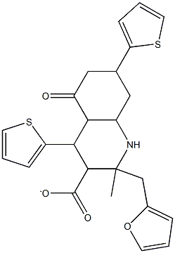 tetrahydro-2-furanylmethyl 2-methyl-5-oxo-4,7-di(2-thienyl)-1,4,5,6,7,8-hexahydro-3-quinolinecarboxylate 化学構造式