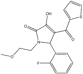 5-(2-fluorophenyl)-3-hydroxy-1-(2-methoxyethyl)-4-(2-thienylcarbonyl)-1,5-dihydro-2H-pyrrol-2-one,,结构式