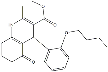 methyl 4-(2-butoxyphenyl)-2-methyl-5-oxo-1,4,5,6,7,8-hexahydro-3-quinolinecarboxylate 化学構造式