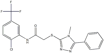 N-[2-chloro-5-(trifluoromethyl)phenyl]-2-[(4-methyl-5-phenyl-4H-1,2,4-triazol-3-yl)sulfanyl]acetamide Struktur