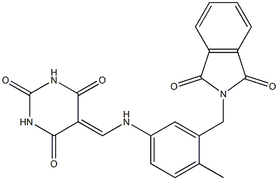 5-({3-[(1,3-dioxo-1,3-dihydro-2H-isoindol-2-yl)methyl]-4-methylanilino}methylene)-2,4,6(1H,3H,5H)-pyrimidinetrione 化学構造式