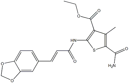  ethyl 5-(aminocarbonyl)-2-{[3-(1,3-benzodioxol-5-yl)acryloyl]amino}-4-methyl-3-thiophenecarboxylate