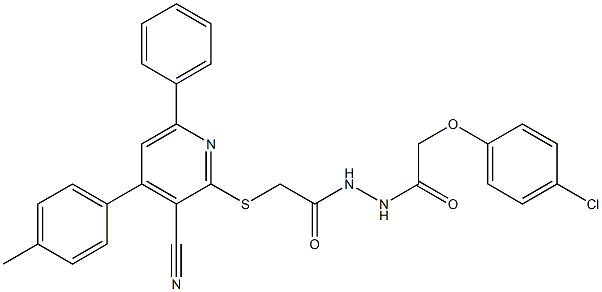 N'-[(4-chlorophenoxy)acetyl]-2-{[3-cyano-4-(4-methylphenyl)-6-phenyl-2-pyridinyl]sulfanyl}acetohydrazide