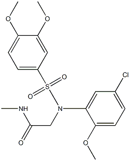 2-{5-chloro[(3,4-dimethoxyphenyl)sulfonyl]-2-methoxyanilino}-N-methylacetamide,,结构式