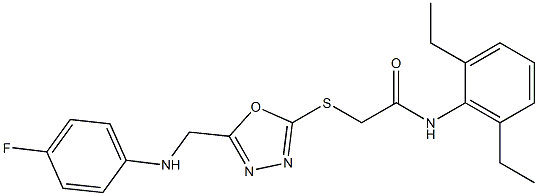 N-(2,6-diethylphenyl)-2-({5-[(4-fluoroanilino)methyl]-1,3,4-oxadiazol-2-yl}sulfanyl)acetamide Structure