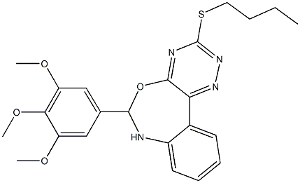 3-(butylsulfanyl)-6-(3,4,5-trimethoxyphenyl)-6,7-dihydro[1,2,4]triazino[5,6-d][3,1]benzoxazepine Structure