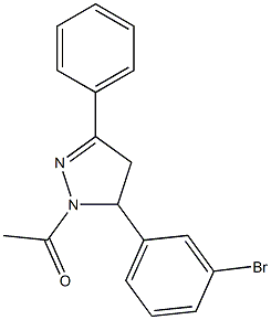 1-acetyl-5-(3-bromophenyl)-3-phenyl-4,5-dihydro-1H-pyrazole 化学構造式