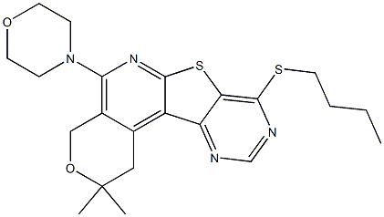 8-(butylsulfanyl)-2,2-dimethyl-5-morpholin-4-yl-1,4-dihydro-2H-pyrano[4'',3'':4',5']pyrido[3',2':4,5]thieno[3,2-d]pyrimidine Struktur