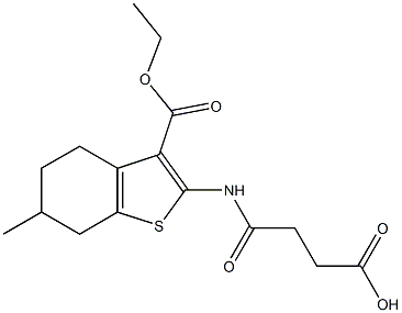 4-{[3-(ethoxycarbonyl)-6-methyl-4,5,6,7-tetrahydro-1-benzothien-2-yl]amino}-4-oxobutanoic acid Struktur