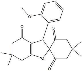 3-(2-methoxyphenyl)-5',5',6,6-tetramethyl-3,5,6,7-tetrahydrospiro(1-benzofuran-2,2'-cyclohexane)-1',3',4(2H)-trione,,结构式