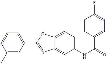 4-fluoro-N-[2-(3-methylphenyl)-1,3-benzoxazol-5-yl]benzamide,,结构式