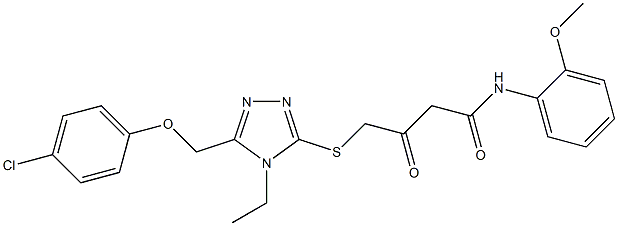 4-({5-[(4-chlorophenoxy)methyl]-4-ethyl-4H-1,2,4-triazol-3-yl}sulfanyl)-N-(2-methoxyphenyl)-3-oxobutanamide Struktur