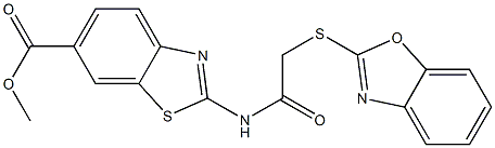 methyl 2-{[(1,3-benzoxazol-2-ylsulfanyl)acetyl]amino}-1,3-benzothiazole-6-carboxylate 结构式