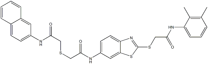  2-({2-[(2-{[2-(2,3-dimethylanilino)-2-oxoethyl]sulfanyl}-1,3-benzothiazol-6-yl)amino]-2-oxoethyl}sulfanyl)-N-(2-naphthyl)acetamide
