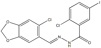 2-chloro-N'-[(6-chloro-1,3-benzodioxol-5-yl)methylene]-5-iodobenzohydrazide,,结构式