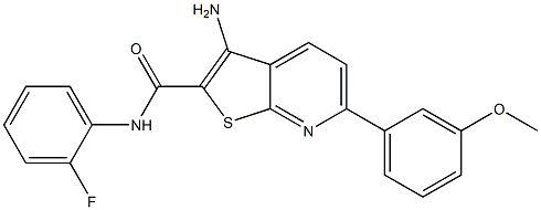 3-amino-N-(2-fluorophenyl)-6-(3-methoxyphenyl)thieno[2,3-b]pyridine-2-carboxamide 结构式