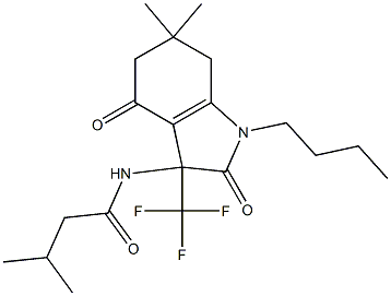 N-[1-butyl-6,6-dimethyl-2,4-dioxo-3-(trifluoromethyl)-2,3,4,5,6,7-hexahydro-1H-indol-3-yl]-3-methylbutanamide 结构式