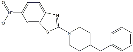 2-(4-benzyl-1-piperidinyl)-6-nitro-1,3-benzothiazole 化学構造式